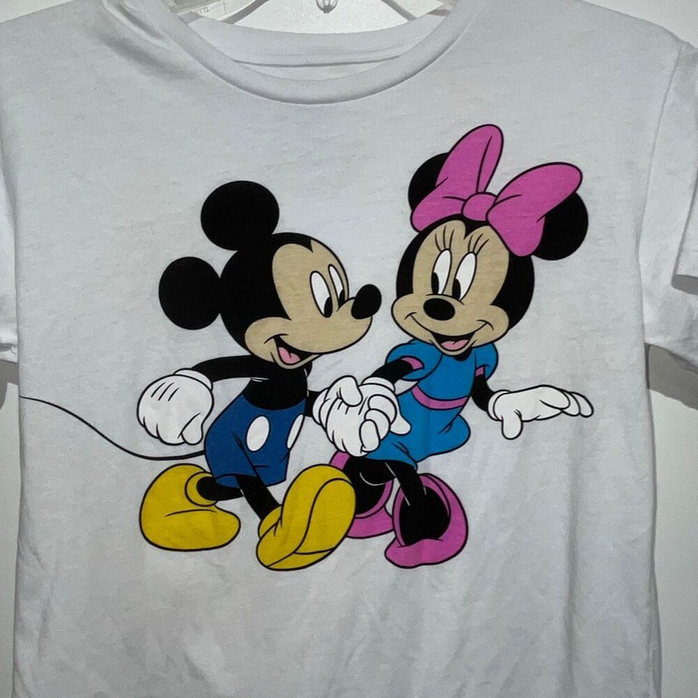 Disney Girls' White Mickey and Friends‎ Crew Neck Short Sleeve T-Shirt Large